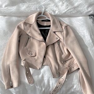 Zara: Pink Faux Suede Jacket